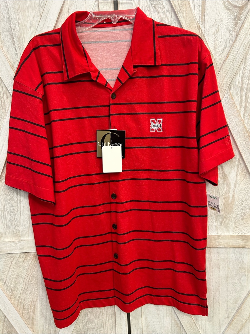 Chiliwear Polo Mens Large Nebraska Cornhuskers NCAA Red Black